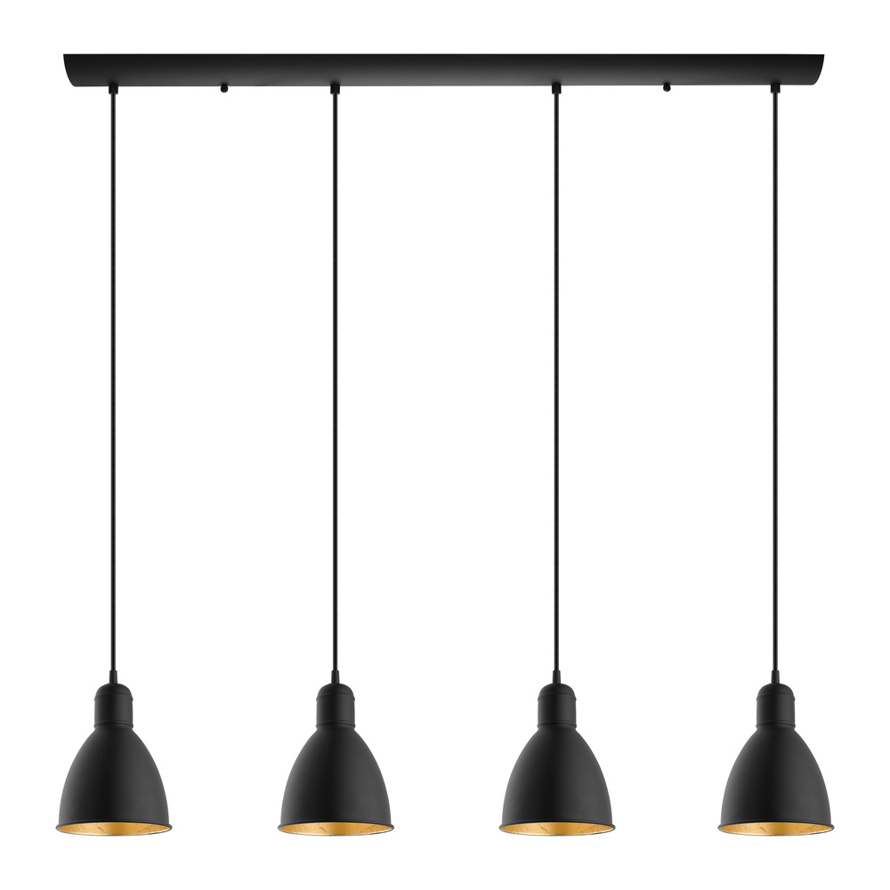 4 LT Linear Pendant w/ Black Finish & Black & Gold Shades