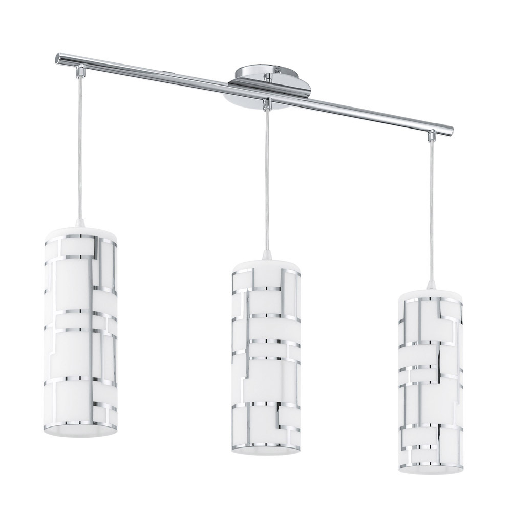 3 LT Linear Pendant w/ Chrome Finish & White Décor Glass Shades