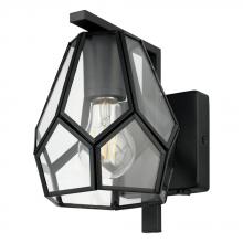 Eglo 43645A - 1 LT Wall Sconce w/ Black Finish & Clear Geometric Glass Shade w/ Black Accents